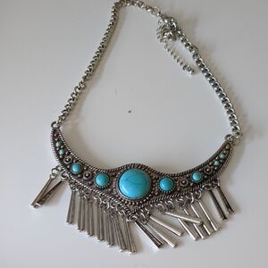 Silver and Turquoise Statement Necklace